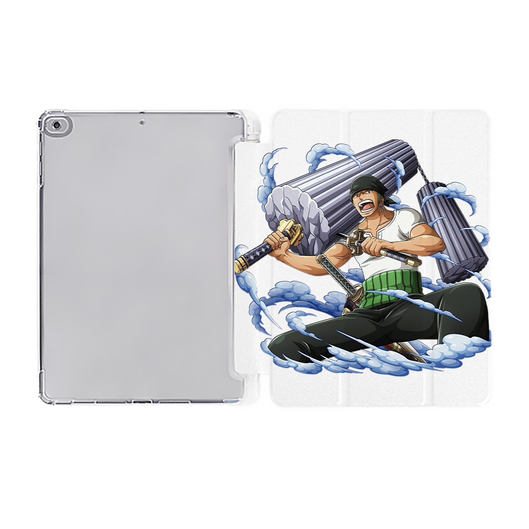 （画像用） ワンピース ロロノア・ゾロ ONE PIECE Roronoa Zoro IPad ケース ペン収納付き 三つ折りスタンド PUレザー×シリコン 対応機種9.5/10.5/10.9インチ
